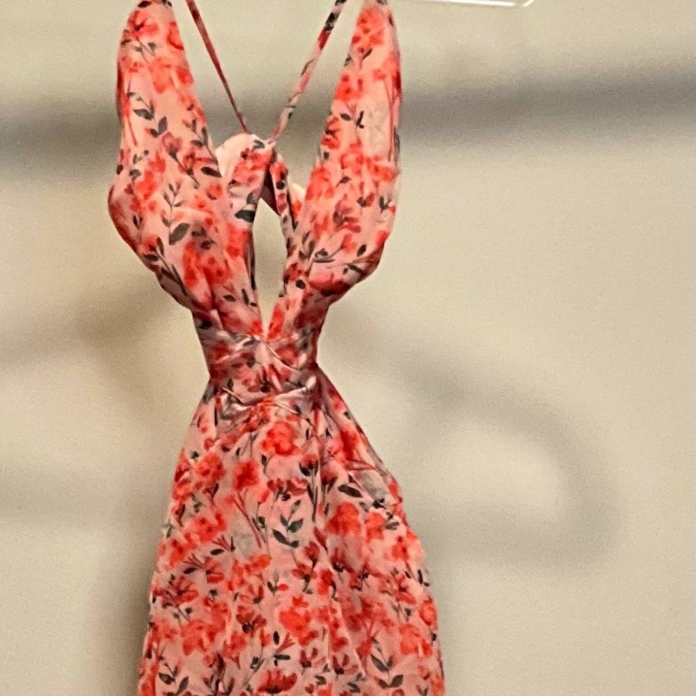 ' Sexy, Backless Long, floral printed, flowing, open back, , Halter Summer Dress